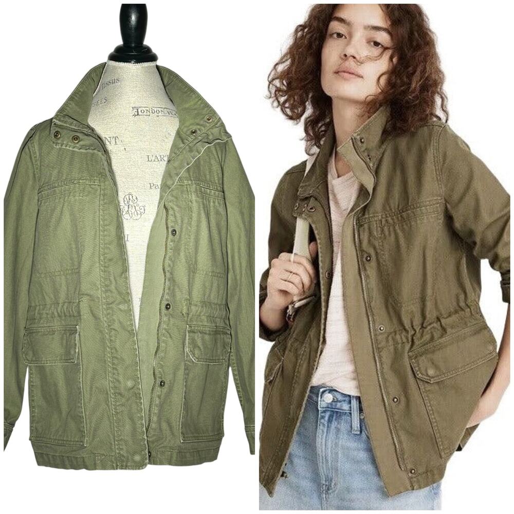 Madewell | Women | Dispatch Military Green Canvas Utility Cargo Jacket | Medium